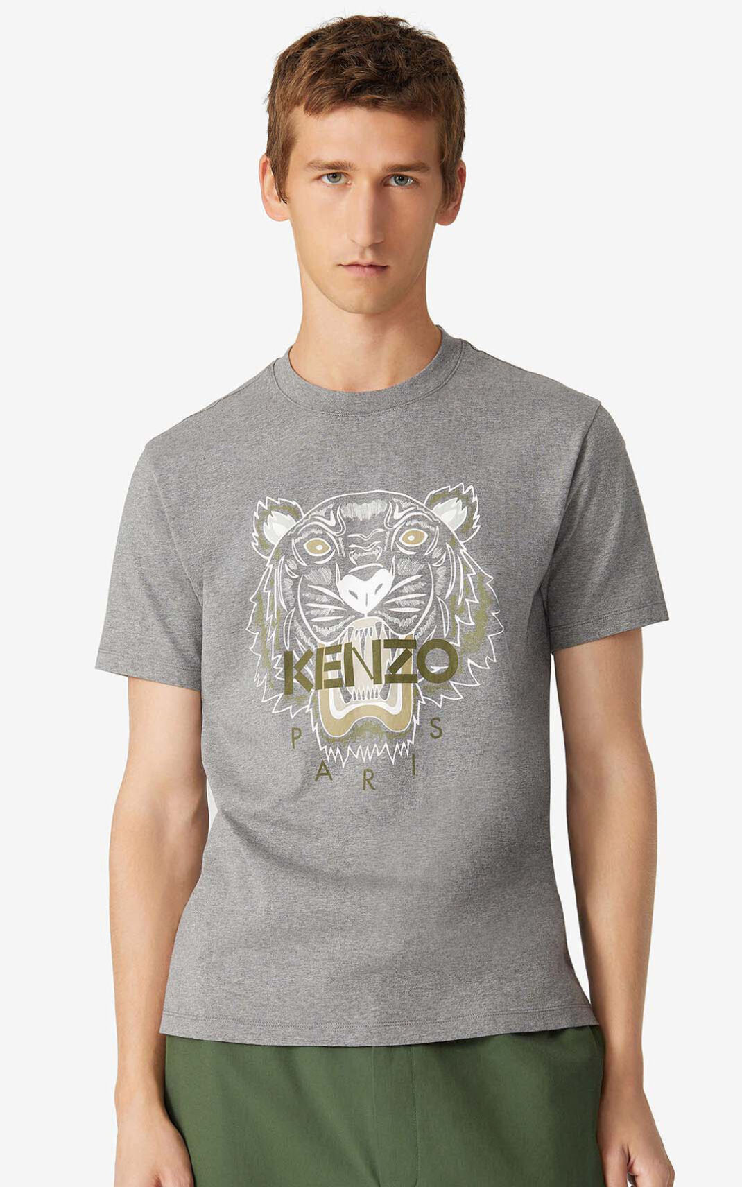 Kenzo Tiger Camisetas Hombre Gris | 1493605-IJ